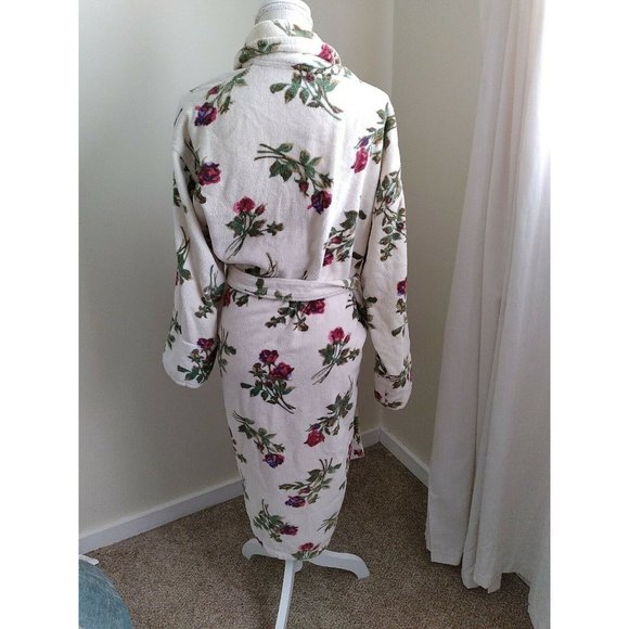 Vtg Turkish Bathrobe 90s Roses Shabby - Picture 6 of 9